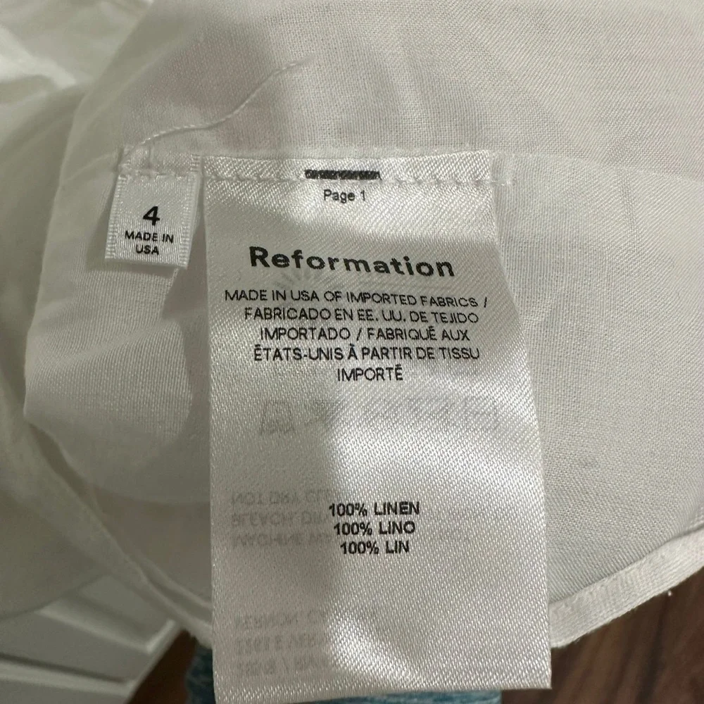 Reformation Pearson Linen Dress White Size 4 NWT - Picture 11 of 11